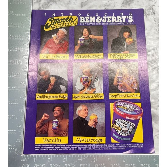 Ben & Jerrys Print Ad Vintage 1994 Ice Cream Famous Activists Carlos Santana - Picture 2 of 6